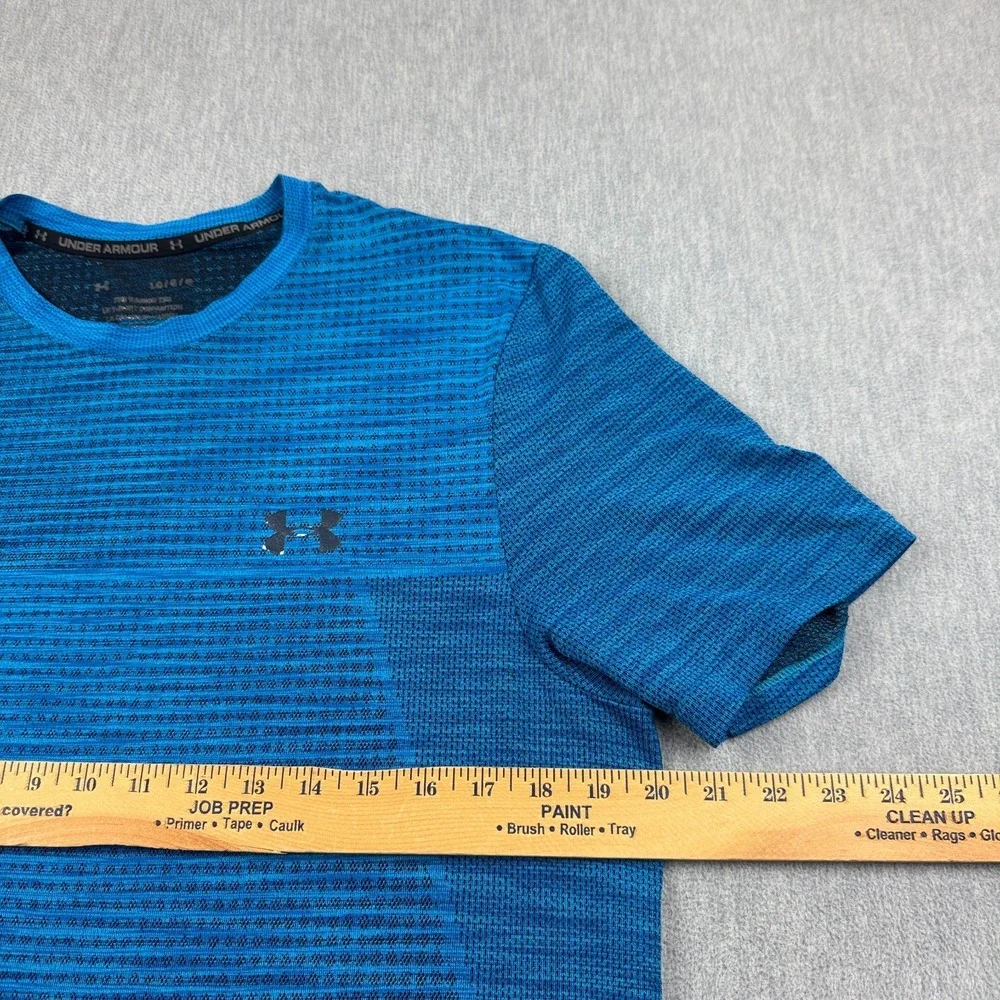 Under Armour T Shirt Mens Large Blue Vanish Seamless Workout Athletic‎ Gym Tee